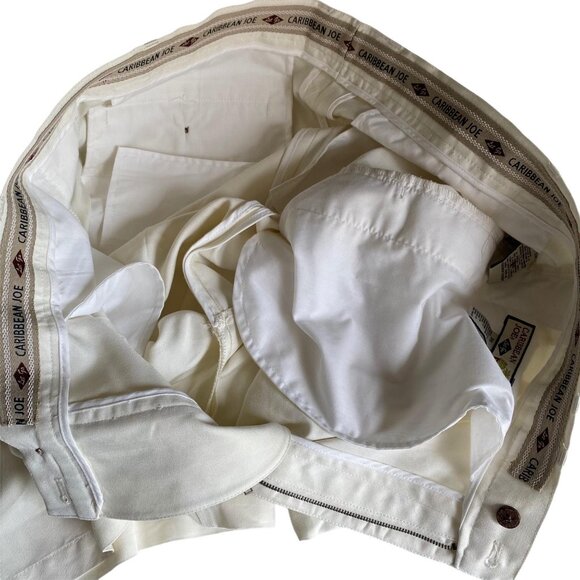 Caribbean Joe Let Go 9 in Mens Pleated Shorts 36 Cream Off White Summer Vacation - Picture 9 of 10